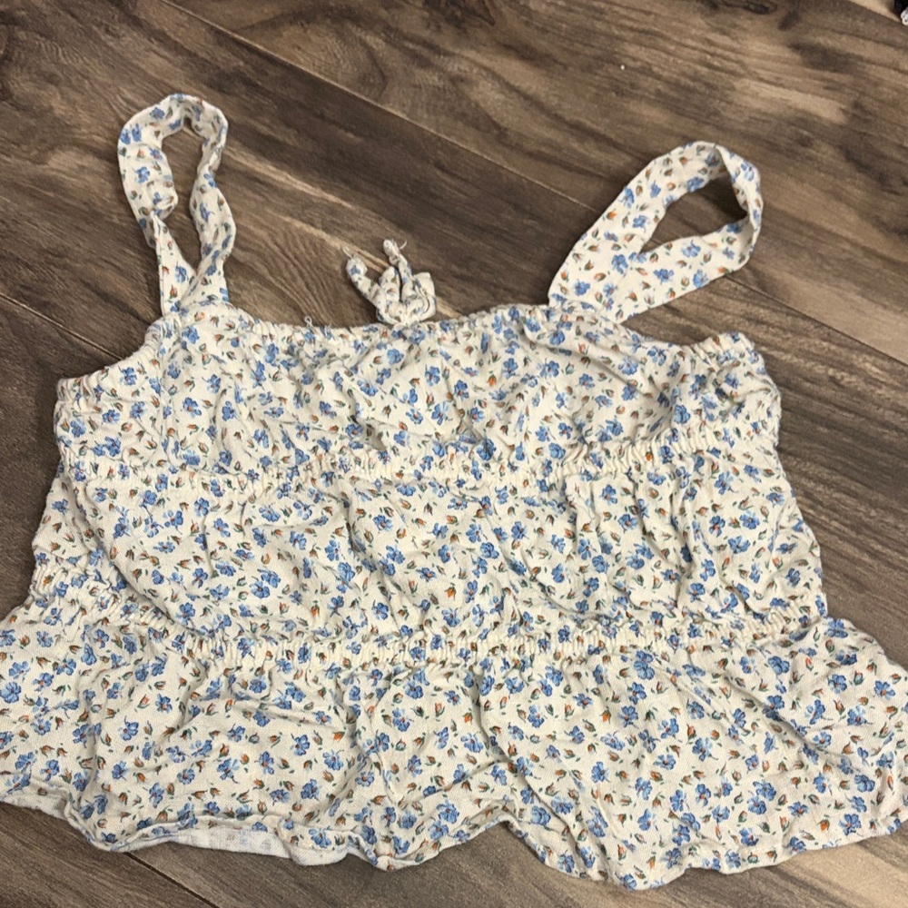 Zara Blue and White Floral Kids Camisole